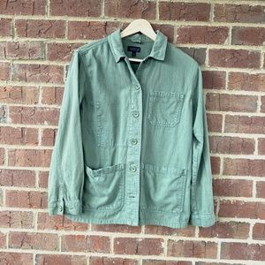 Topshop Muted Army Green lightweight Distressed Button-down Cargo MilitaryJacket